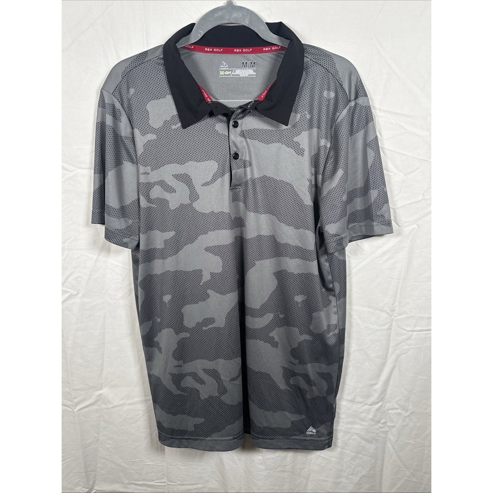 RBX Golf Grey/ Black Camouflage Print X-Dri‎ Olf Polo M